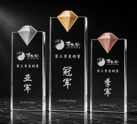 Coloured Gem Column Crystal Award Set - custom crystal awards with your logo